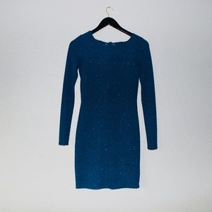 Tight Blue Dress with Long Sleeves